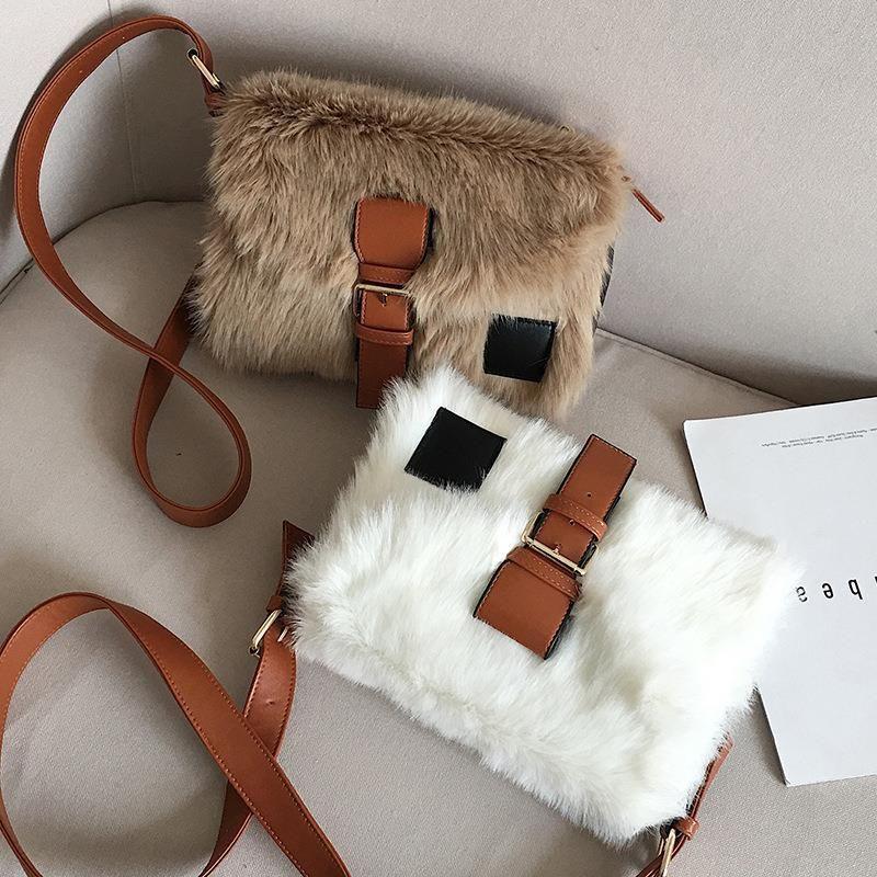 Plush Autumn Winter Wide Crossbody Bag Women Bag - Frimunt Clothing Co.