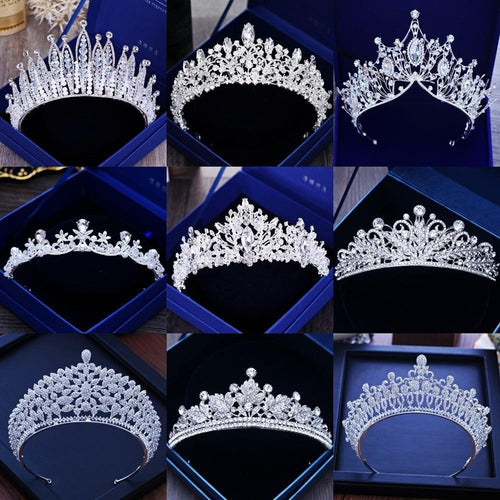 Baroque Vintage Silver or Gold Crystal Flowers Beads Tiaras - Frimunt Clothing Co.