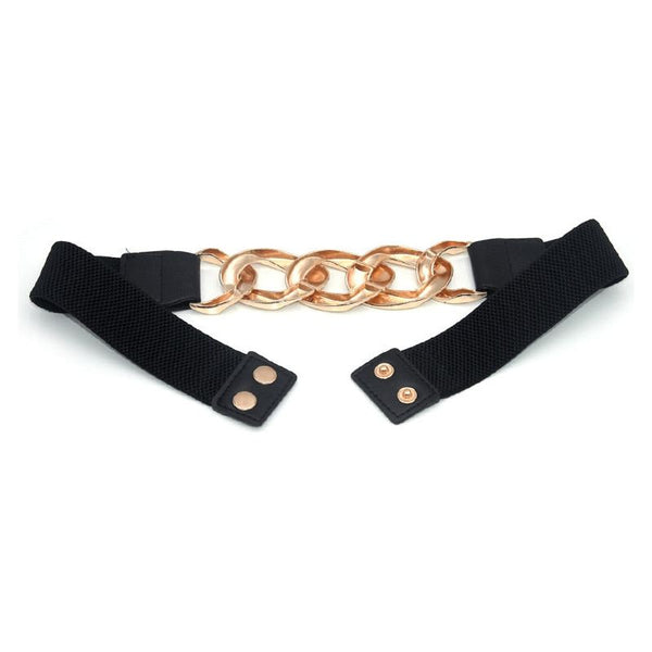 Women's Elastic Belts Designer Luxury Faux Leather Thick Chain Waist Strap Decorative Waistband