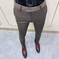 Spring Autumn Fashion Striped Men's Dress Pant Elegant Slim Fit Tight-ankle Office Party Business Trousers 3 Colors - Frimunt Clothing Co.