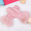 Fashion Women Winter Warm Suede Leather Touch Screen Glove Female Faux Rabit Fur Embroidery Plus velvet thick driving gloves H92 - Frimunt Clothing Co.
