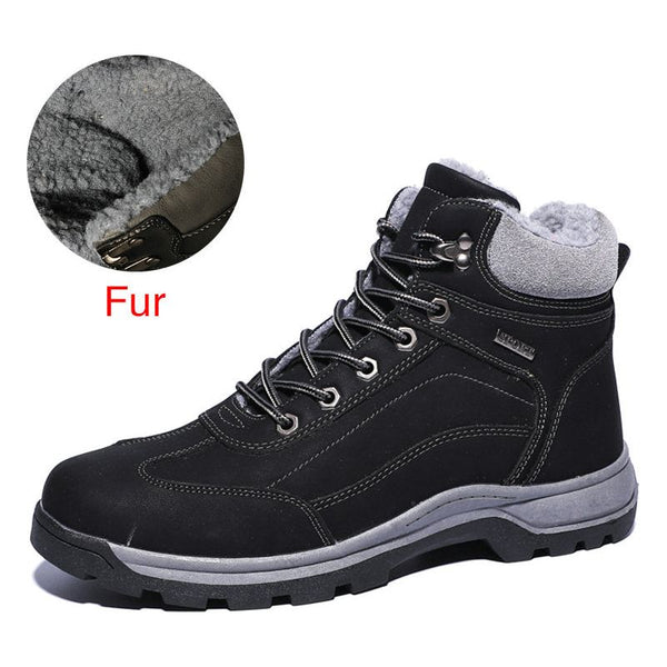 Winter Genuine Leather Ankle Snow Men Boots With Fur Plush Warm Men Casual Boots High Quality Waterproof - Frimunt Clothing Co.