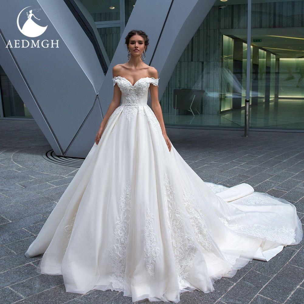 Charlotte Gorgeous Princess Ball Gown Wedding Dress Strapless Off The Shoulder - Frimunt Clothing Co.
