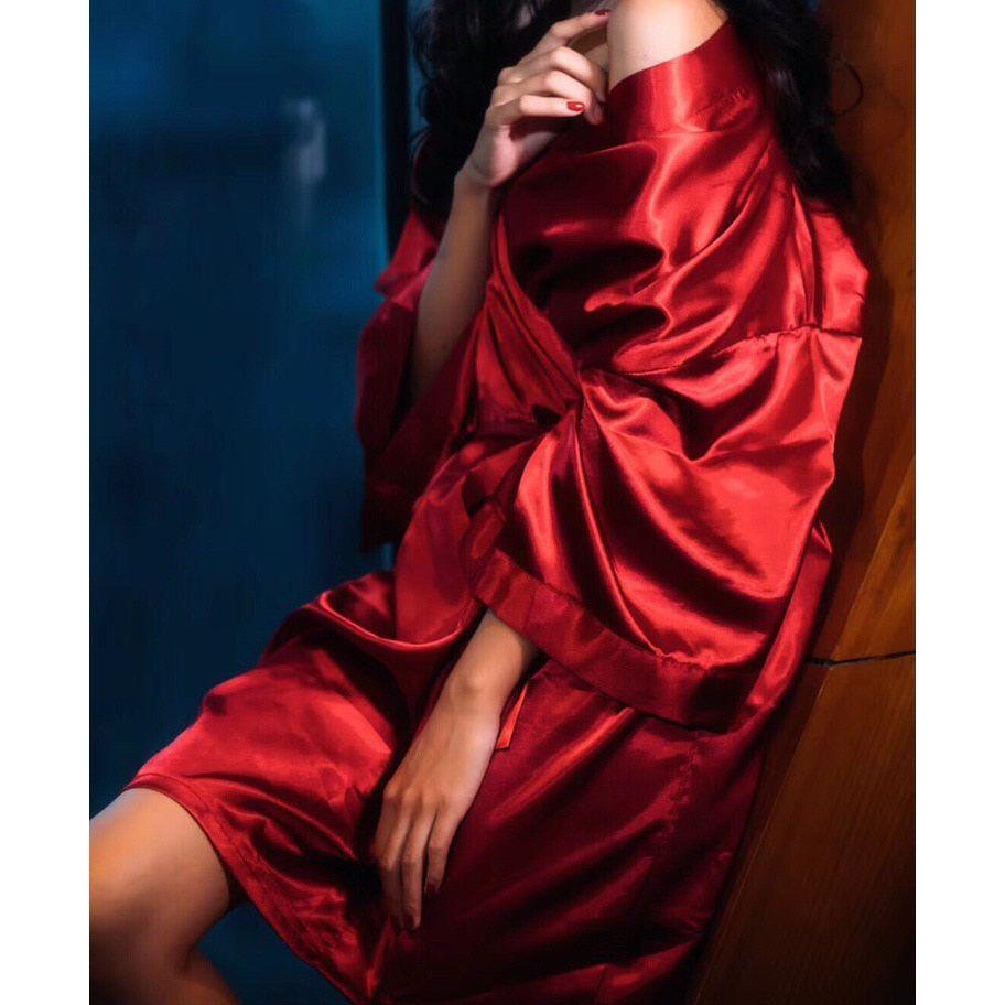 Women's Satin Lingerie Silky Kimono Robe Sexy Nightwear Plus Sizes - Frimunt Clothing Co.
