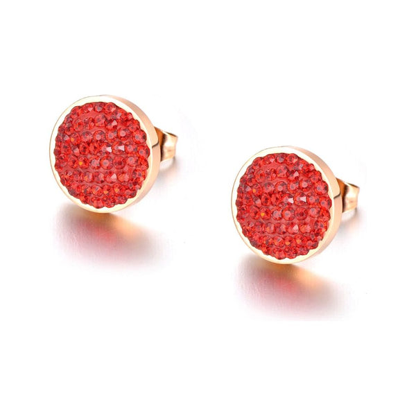 Jewelry Rose Gold Color Stainless Steel 3 Colors Crystals Stud Earrings For Women boucle d'oreille E18037
