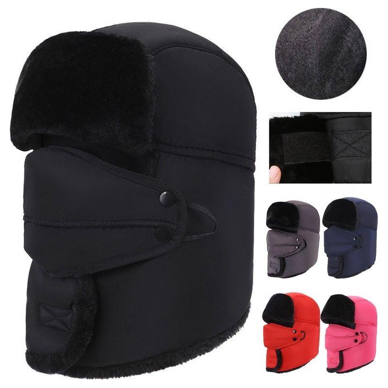 Women's Unisex Snow Very Warm Winter Hat Ears Protection Face Faux Fur Bomber Cap With Ear Flaps Windproof Mask Cold Hunting Hats - Frimunt Clothing Co.