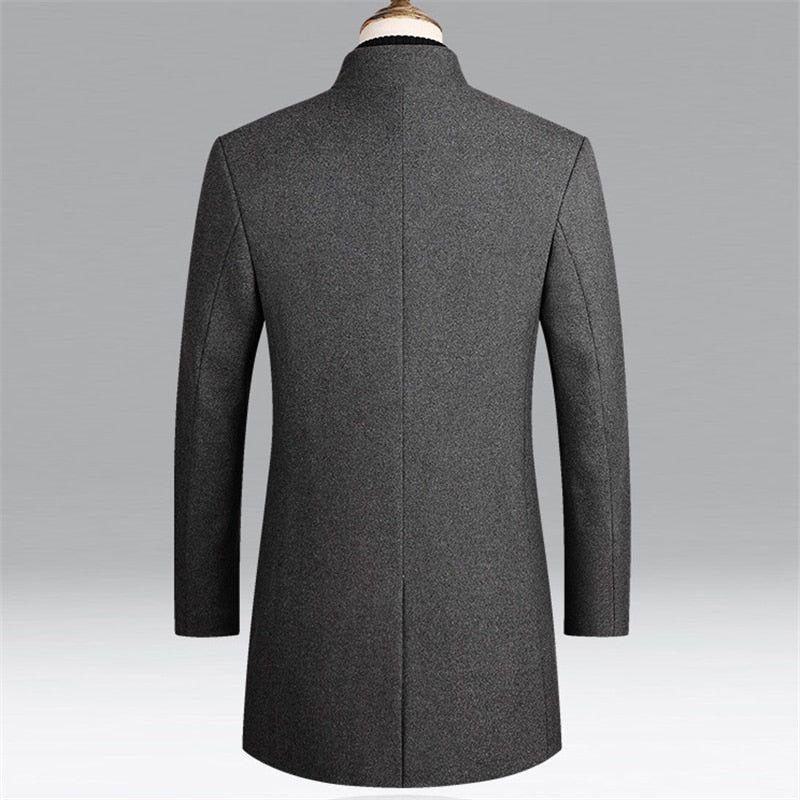 High Quality Men Coats Autumn Winter Solid Color Men's Mid-length Wool Jacket - Frimunt Clothing Co.