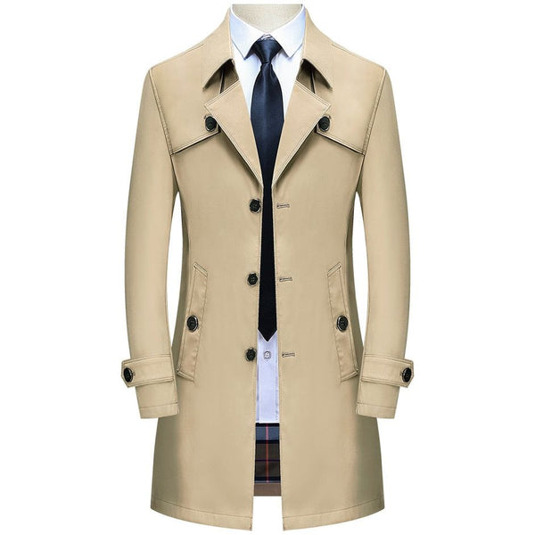 Thoshine Brand Spring Autumn Men's Long Trench Coats Superior Quality Buttons Male Fashion Outerwear Plus Sizes - Frimunt Clothing Co.