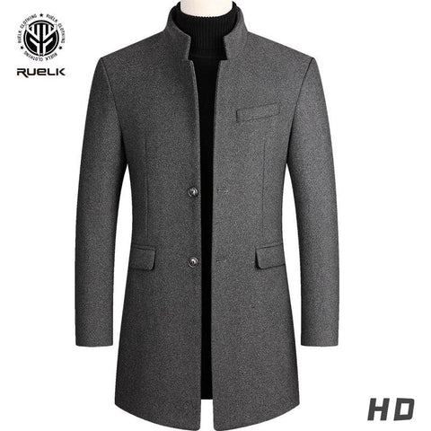 High Quality Men Coats Autumn Winter Solid Color Men's Mid-length Wool Jacket