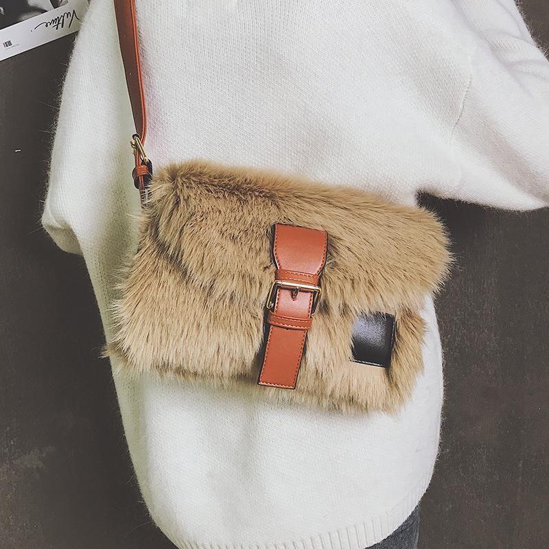 Plush Autumn Winter Wide Crossbody Bag Women Bag - Frimunt Clothing Co.