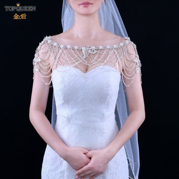 Bridal Neck Shawl with Rhinestone Crystals Beaded Designer Jewelry - Frimunt Clothing Co.