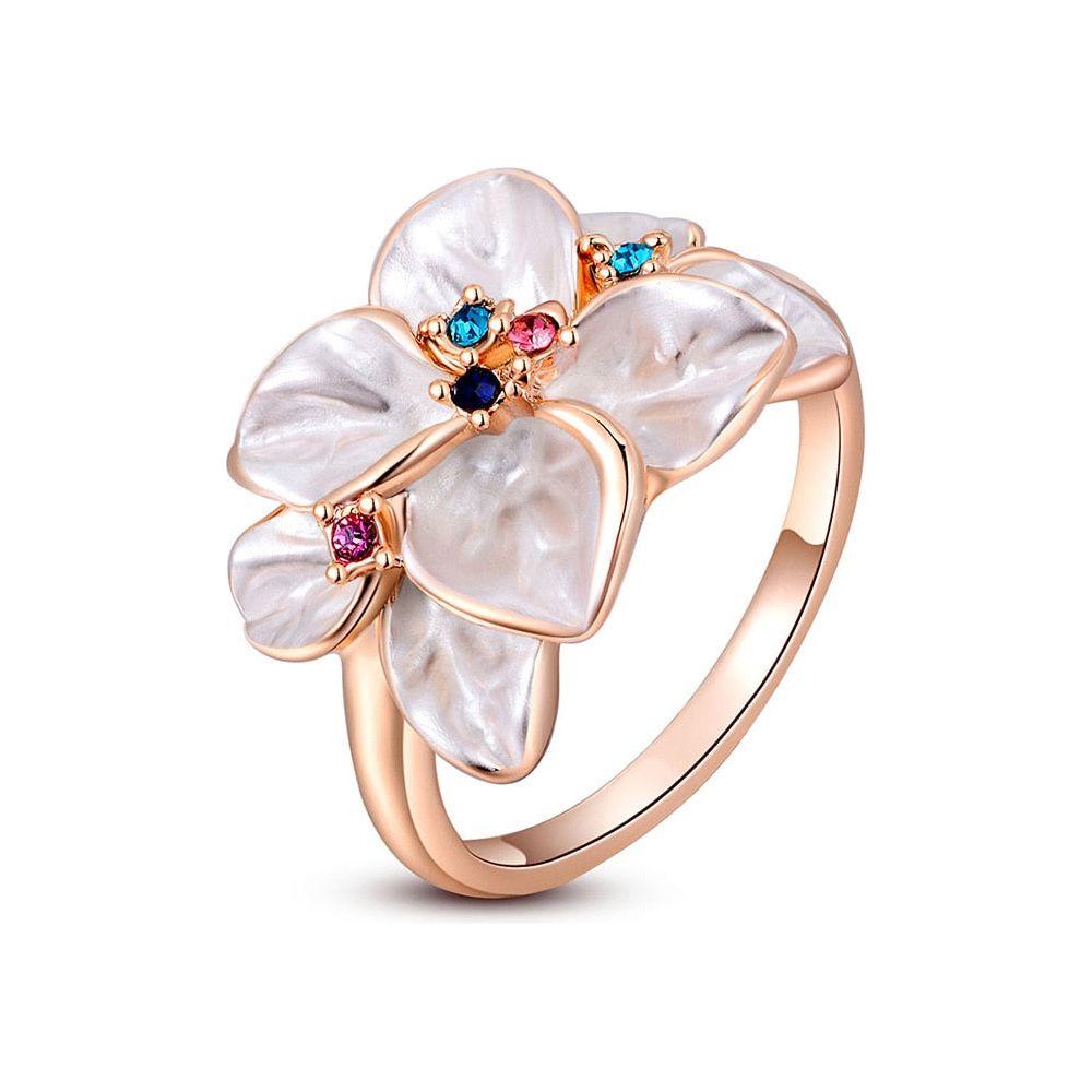 Trendy Colorful Rhinestone Flower Ring White Glaze Jewelry For Women L2010228290 - Frimunt Clothing Co.