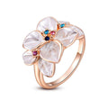 Trendy Colorful Rhinestone Flower Ring White Glaze Jewelry For Women L2010228290 - Frimunt Clothing Co.
