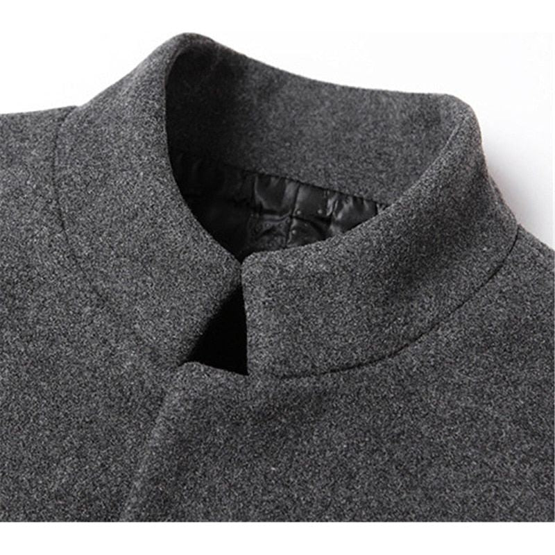 High Quality Men Coats Autumn Winter Solid Color Men's Mid-length Wool Jacket - Frimunt Clothing Co.