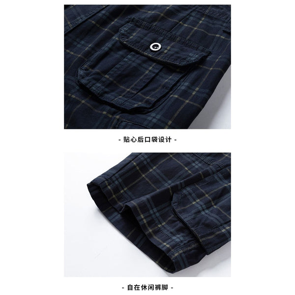 Hot Selling Men's Summer Casual Fashion Plaid High Quality Cotton Straight Slim Fit Knee Length Short Pants - Frimunt Clothing Co.
