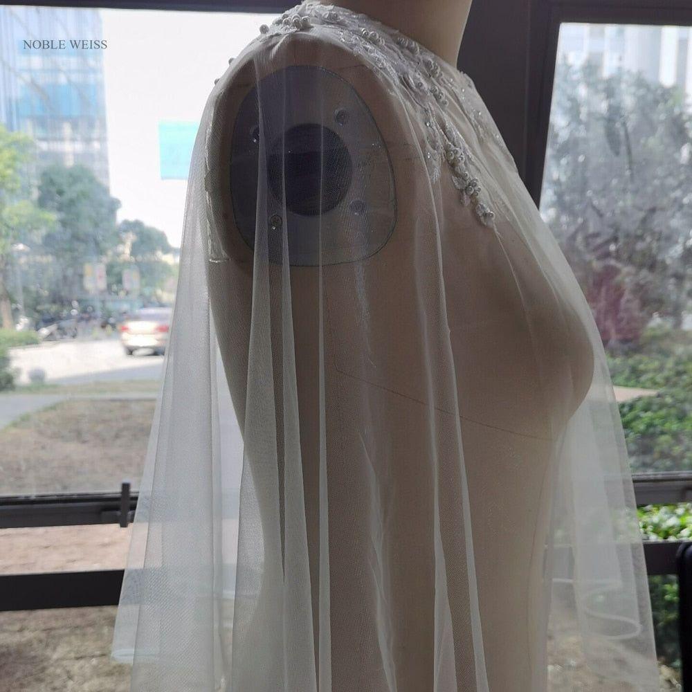 Soft Tulle Wedding Cape Shoulder Appliques Bridal Bolero Jacket - Frimunt Clothing Co.