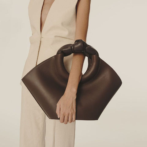 Women's Solid Color Handbag Eco Leather Big Tote Large Capacity Dark Brown Black