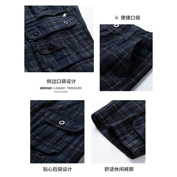 Hot Selling Men's Summer Casual Fashion Plaid High Quality Cotton Straight Slim Fit Knee Length Short Pants - Frimunt Clothing Co.
