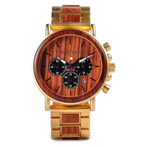 BOBOBIRD Luxury Men's Business Wooden Watch Stopwatch Date Display Chronograph - Frimunt Clothing Co.