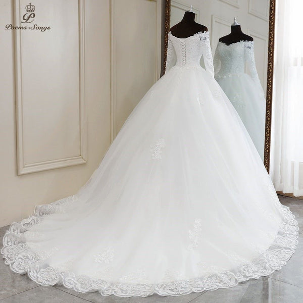 Aveline Luxury Elegant Long Sleeves Wedding Gown - Frimunt Clothing Co.