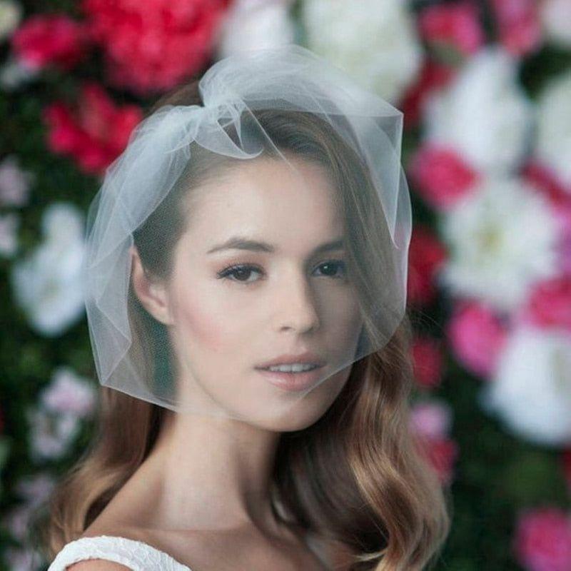 Bridal Simple Tulle Blusher Face Birdcage Veil - Frimunt Clothing Co.