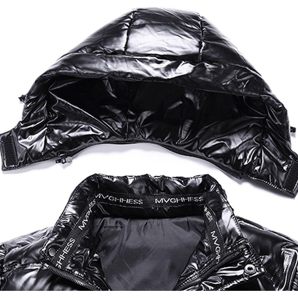 New Warm Winter Men's Shiny Down Puffer Jacket Waterproof Detachable Hood - Frimunt Clothing Co.