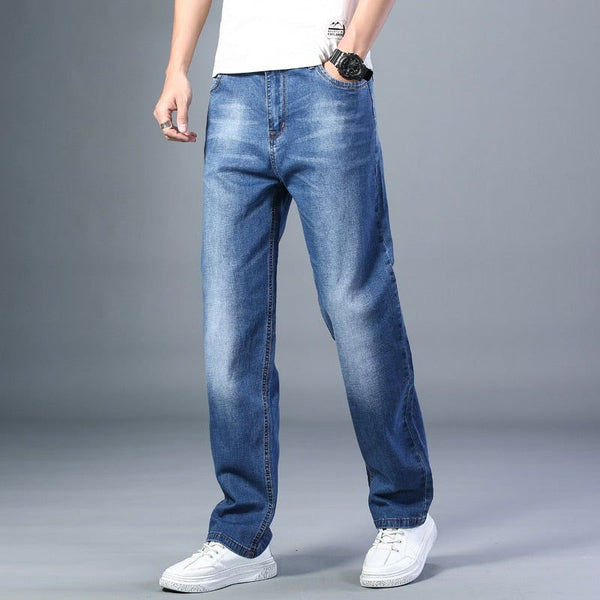 6 Colors Spring Summer Men's Straight-leg Loose Jeans Classic Advanced Stretch Baggy Style Denim Pants - Frimunt Clothing Co.