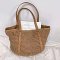 Women's Hand Woven Hand-Stitched Straw Big Tote Shopper Bag Summer Beach - Frimunt Clothing Co.