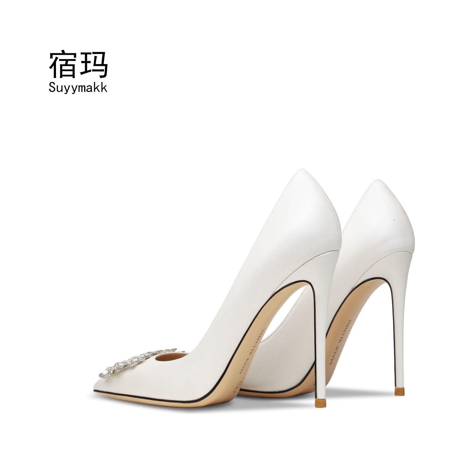 Luxury Pointed Toe Pumps High Heels Bridal Shoes With Rhinestones - Frimunt Clothing Co.