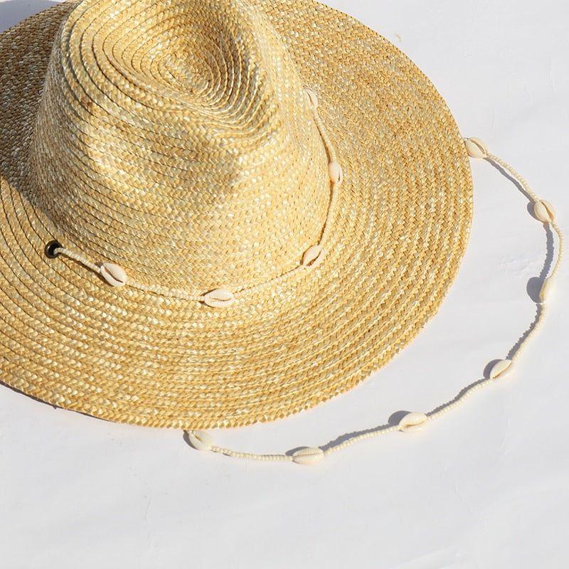 New Seashells Beaded Beach Hats With Chain Straw Woven Fedora Sun Hats Summer - Frimunt Clothing Co.