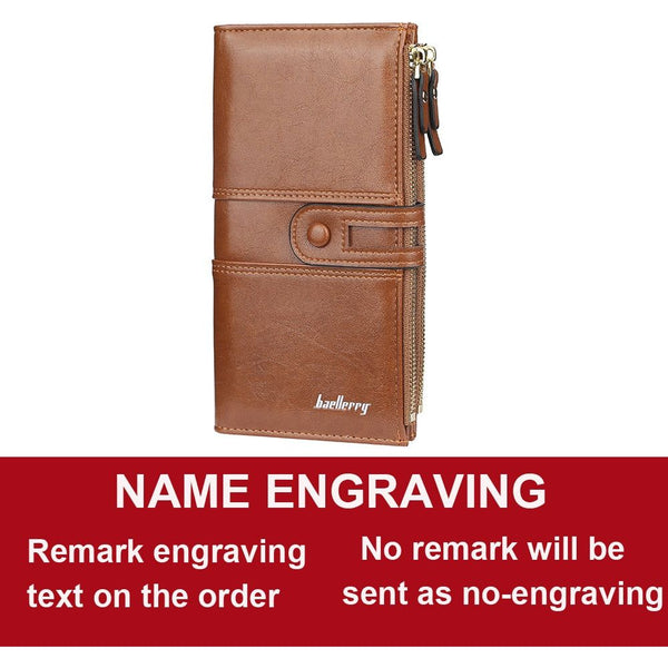 New Hot Women's Long Wallet Top Quality Leather Double Zipper With or Without Name Engraving - Frimunt Clothing Co.