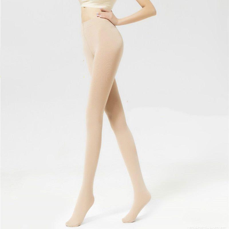 Women's Tights Plus Size 120D Autumn Warm Winter Fleece Pantyhose High Waist Stretchy Thick Tights - Frimunt Clothing Co.