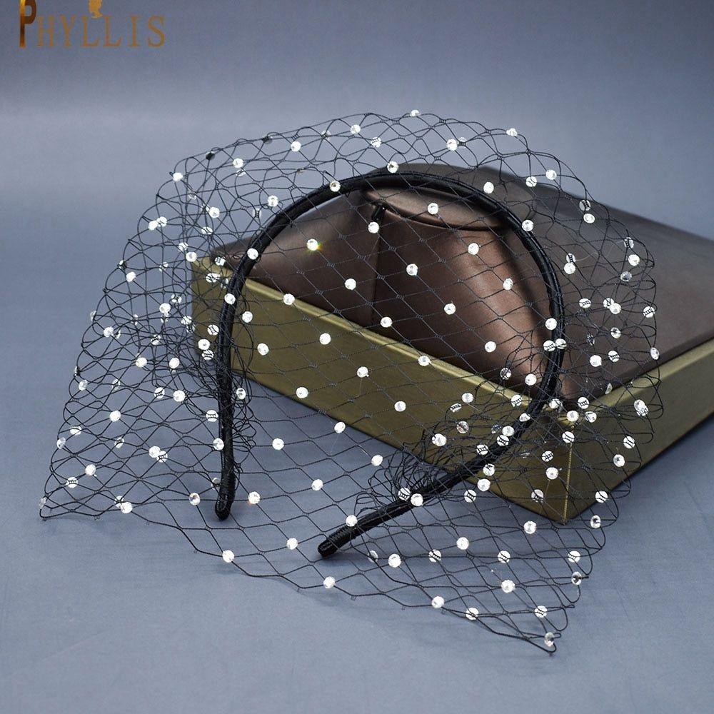 Bridal Birdcage Blusher Veil Crystals Face Veils Fascinator - Frimunt Clothing Co.