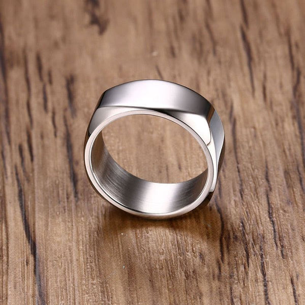 Men's Flat Top Ring, Stainless Steel Geometric Band Male Jewelry - Frimunt Clothing Co.