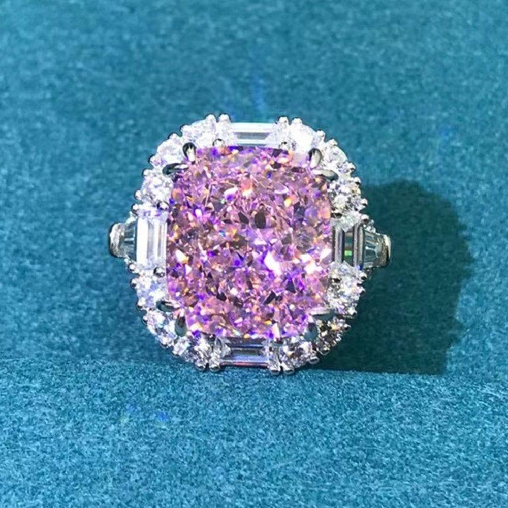 Luxury 925 Sterling Silver Radiant Cut Created Moissanite Gemstone Engagement Ring Fine Jewelry - Frimunt Clothing Co.