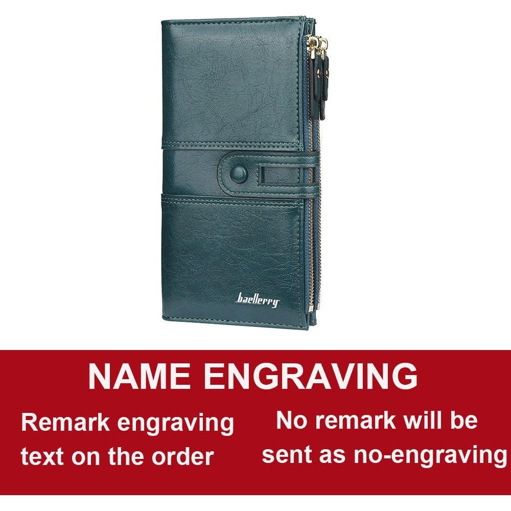 New Hot Women's Long Wallet Top Quality Leather Double Zipper With or Without Name Engraving - Frimunt Clothing Co.