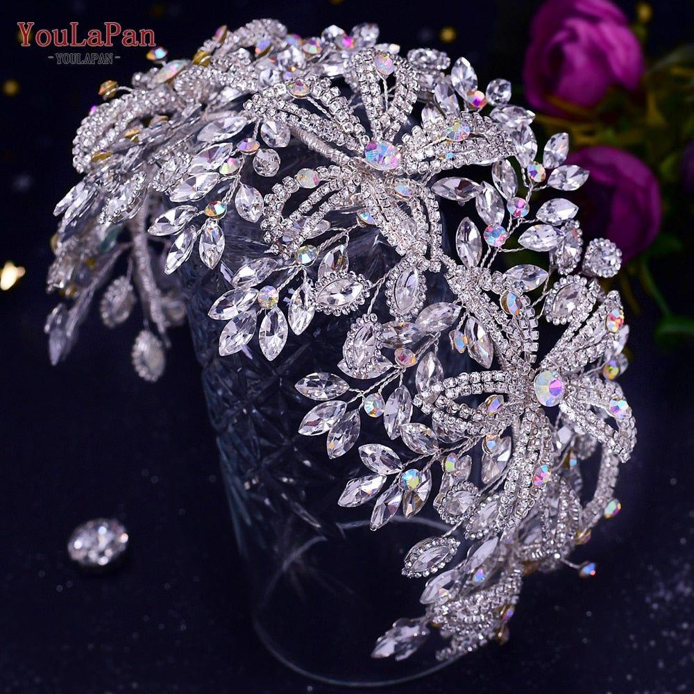 Luxurious Rhinestone Headband Silver Hair Accessories Bling Bride Tiaras - Frimunt Clothing Co.