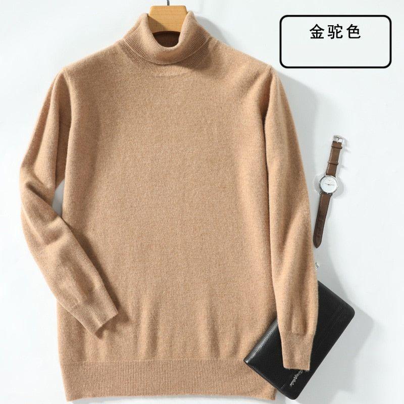 Super Warm 100% Cashmere Turtleneck Sweater Men Clothes 2022 Autumn Winter Knitted Pullover - Frimunt Clothing Co.