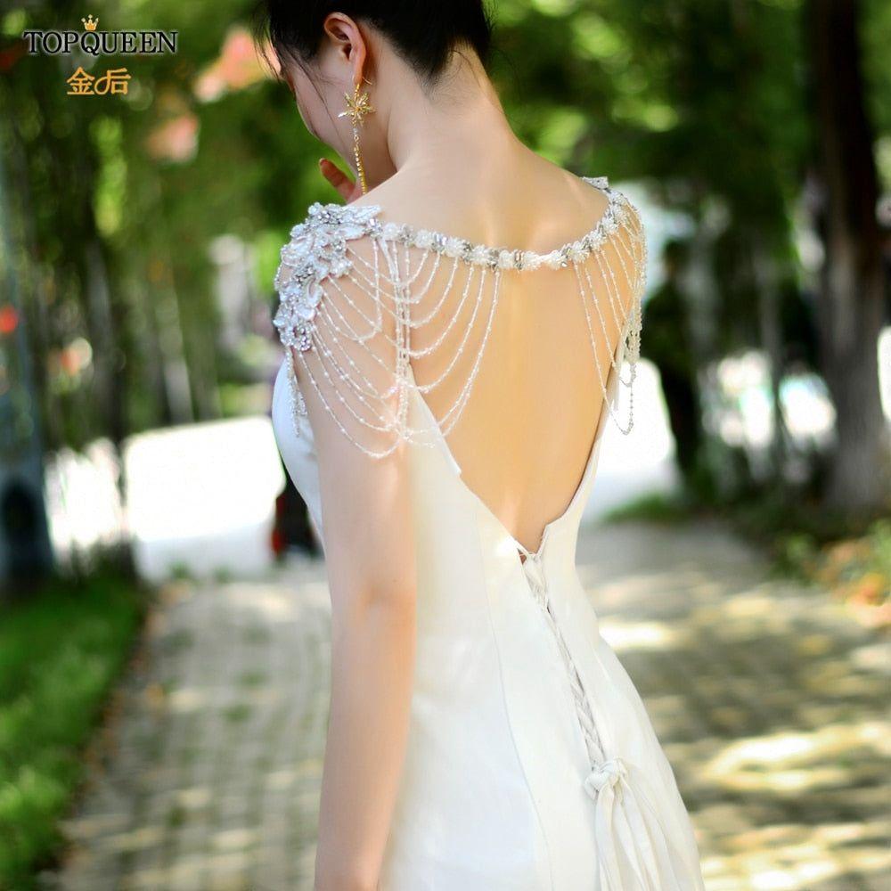 Bridal Neck Shawl with Rhinestone Crystals Beaded Designer Jewelry - Frimunt Clothing Co.