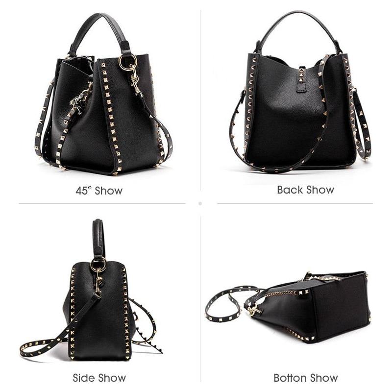 Genuine Leather Bags Women Metal Studded Crossbody Bags - Frimunt Clothing Co.