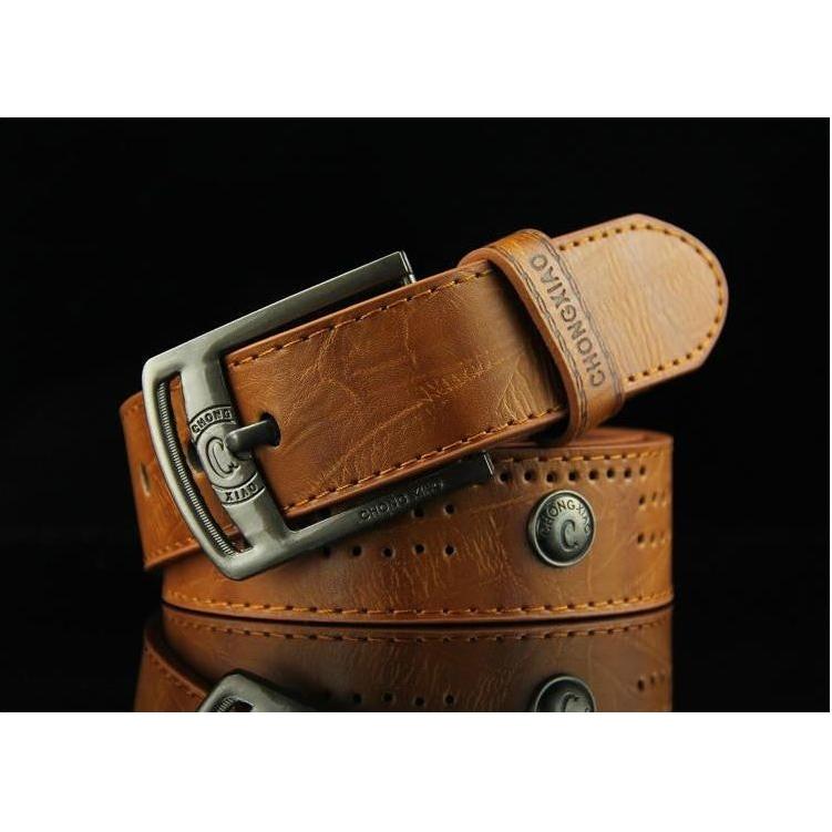 New High Quality Needle Buckle Style Leisure Men's Belt Rivet Eco Leather 4 Colors - Frimunt Clothing Co.