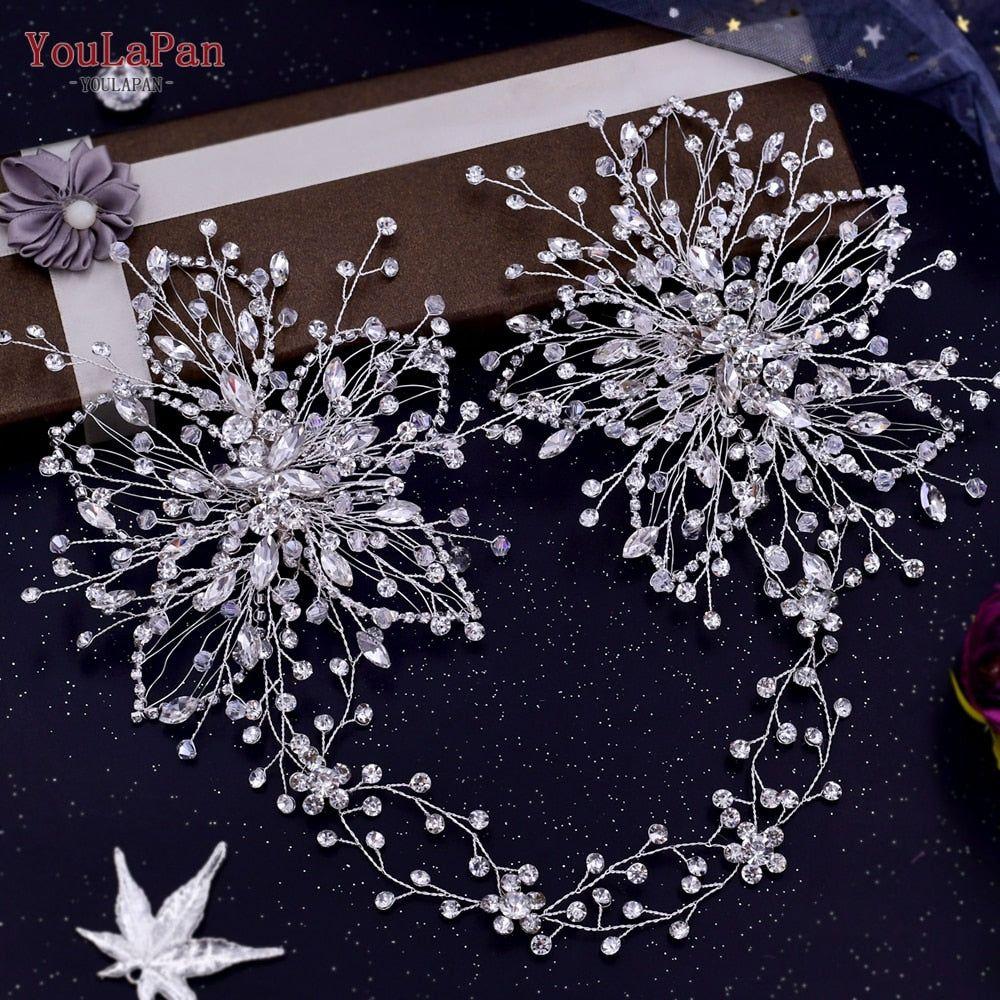 Luxurious Rhinestone Headband Silver Hair Accessories Bling Bride Tiaras - Frimunt Clothing Co.
