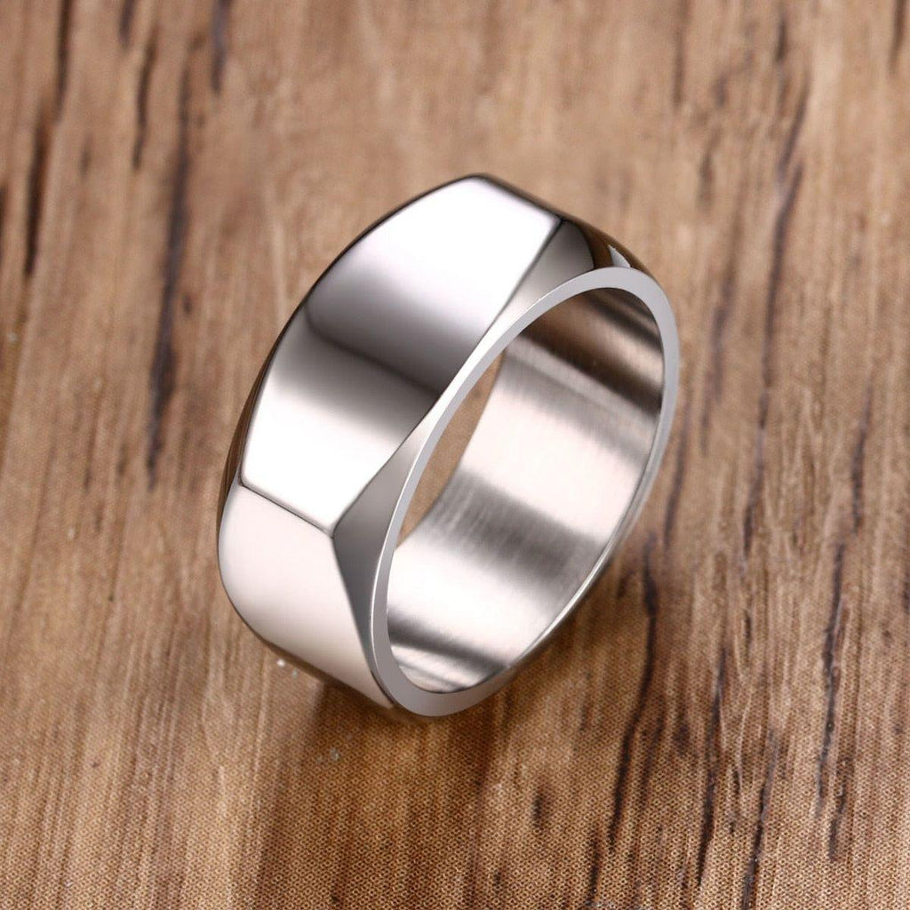 Men's Flat Top Ring, Stainless Steel Geometric Band Male Jewelry - Frimunt Clothing Co.