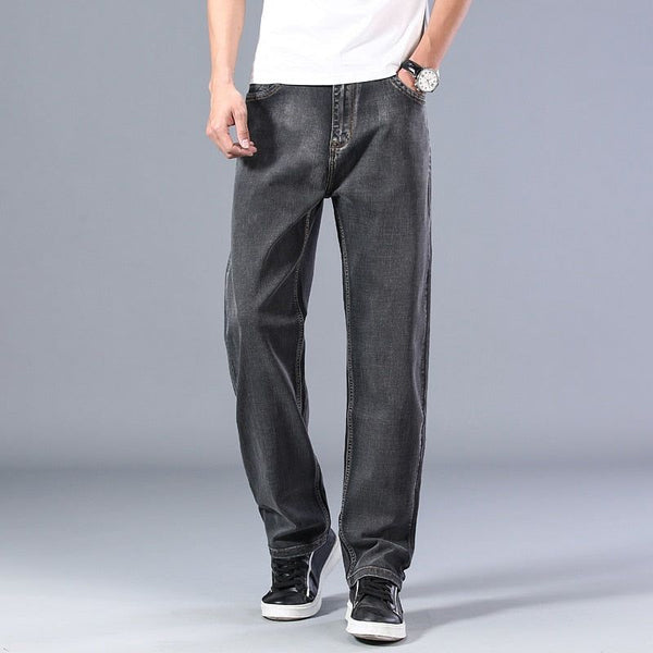 6 Colors Spring Summer Men's Straight-leg Loose Jeans Classic Advanced Stretch Baggy Style Denim Pants