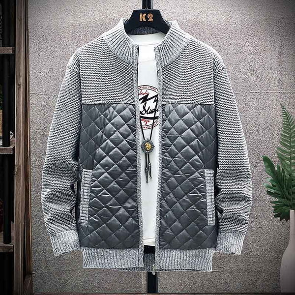 Men's Winter Thick Patchwork Warm Wool Knit Cardigan Jackets Quilt Lined Casual Male Clothing XY108 - Frimunt Clothing Co.