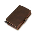 RFID Business Credit Card Holder Multifunction Automatic Aluminum Alloy Leather Cards Case Mini Wallet - Frimunt Clothing Co.