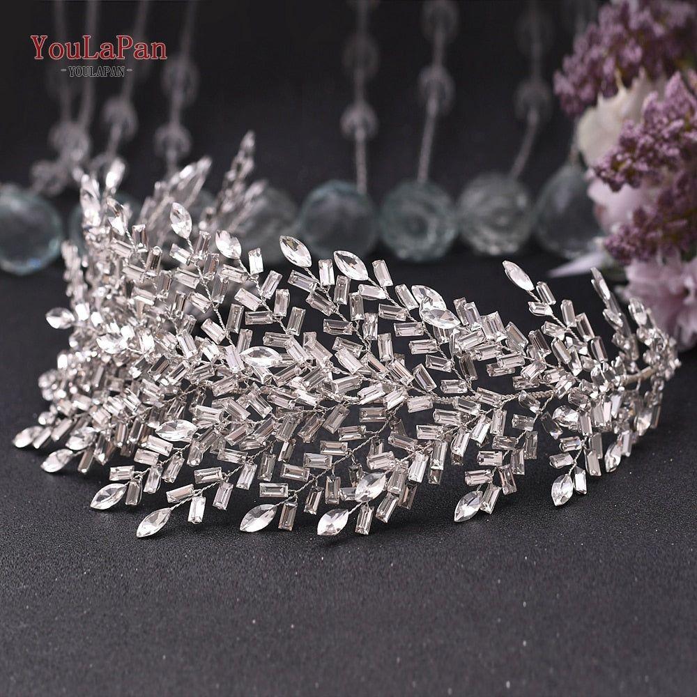 Luxurious Rhinestone Headband Silver Hair Accessories Bling Bride Tiaras - Frimunt Clothing Co.