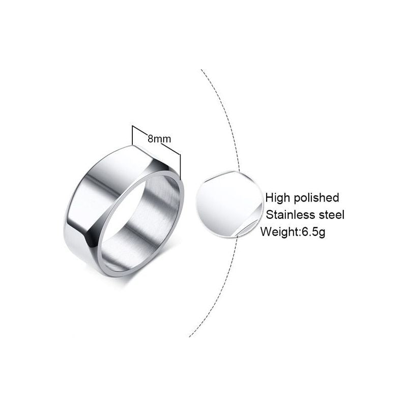 Men's Flat Top Ring, Stainless Steel Geometric Band Male Jewelry - Frimunt Clothing Co.