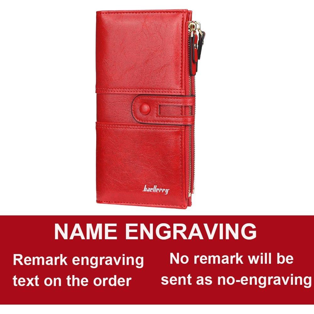New Hot Women's Long Wallet Top Quality Leather Double Zipper With or Without Name Engraving - Frimunt Clothing Co.