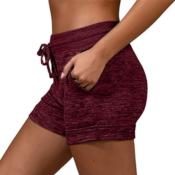 Summer Women Casual Running Sports Shorts Drawstring Elastic Waistband Cotton Solid Loose - Frimunt Clothing Co.